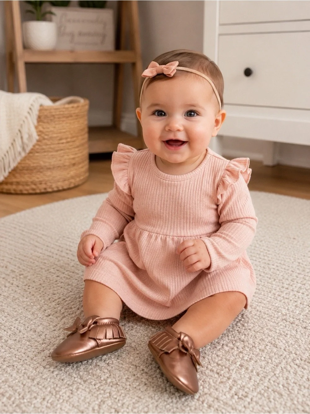 New Rose Gold Baby Fringe Moccasins Size 0-3M